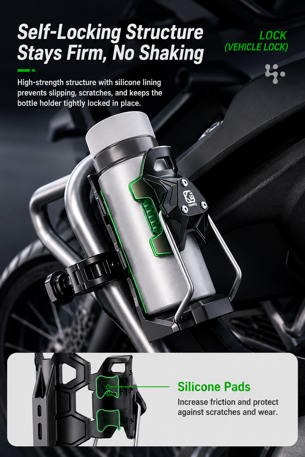 Kewig Universal Water Bottle Holder for Motorcycle | Adjustable Cup Holder