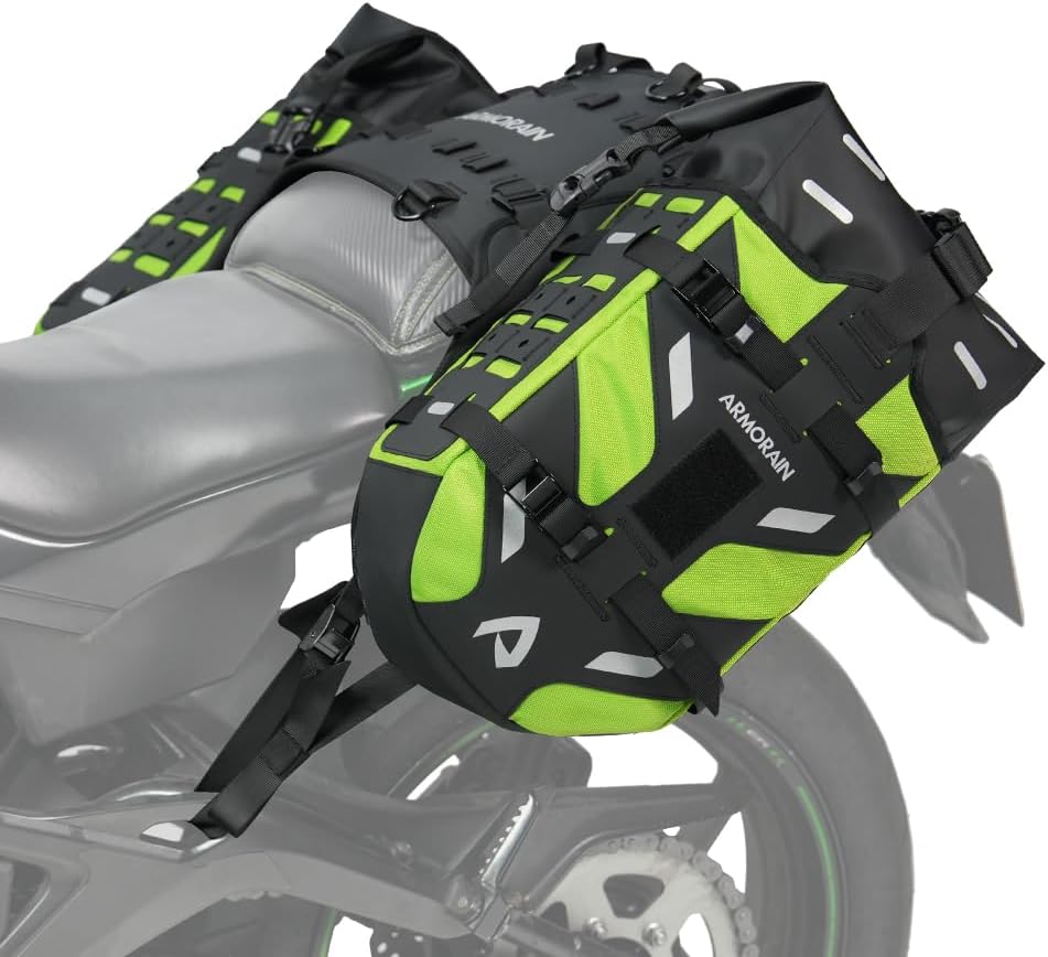 Motorcycle Saddlebags Waterproof 40L Rackless Luggage System Base Removable 2026 For Adventure,Riding Gear(20L*2) (Black)