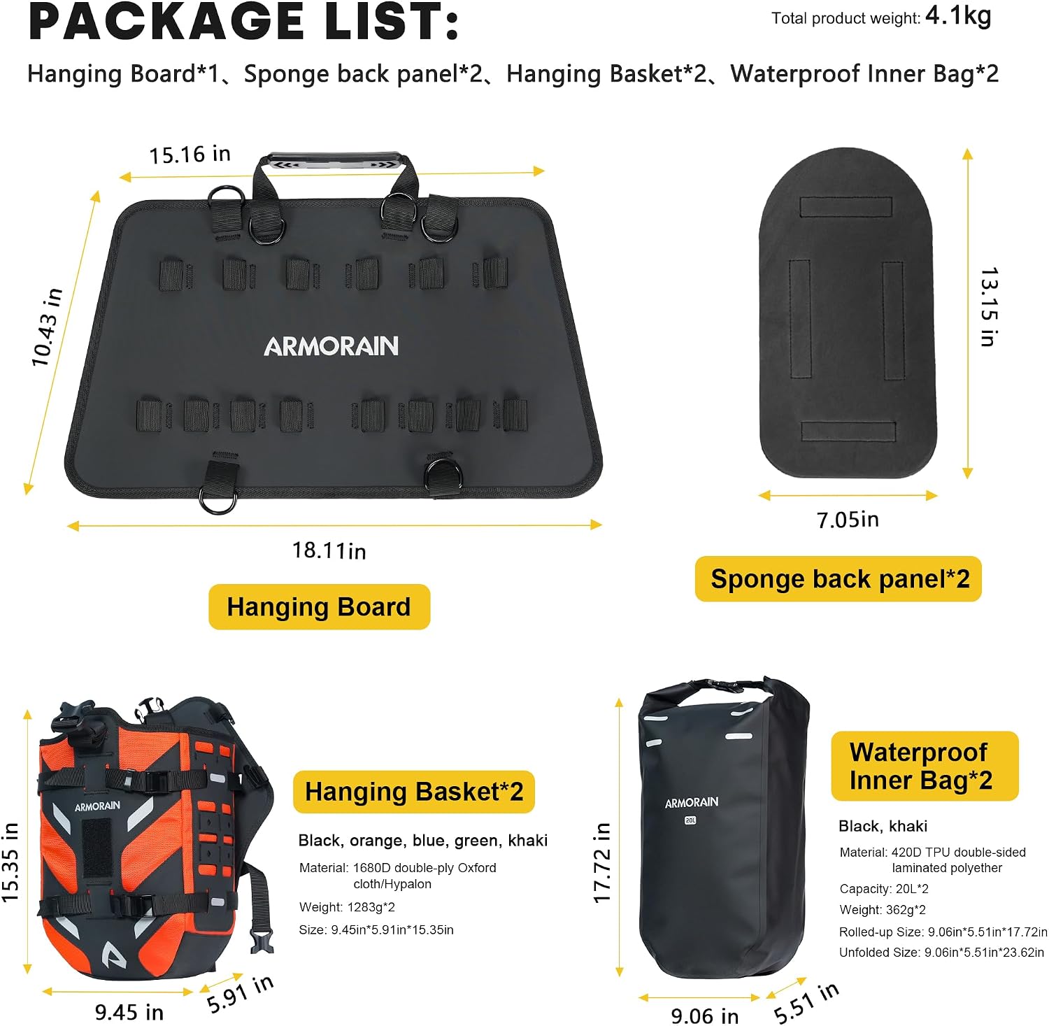 Motorcycle Saddlebags Waterproof 40L Rackless Luggage System Base Removable 2026 For Adventure,Riding Gear(20L*2) (Black)