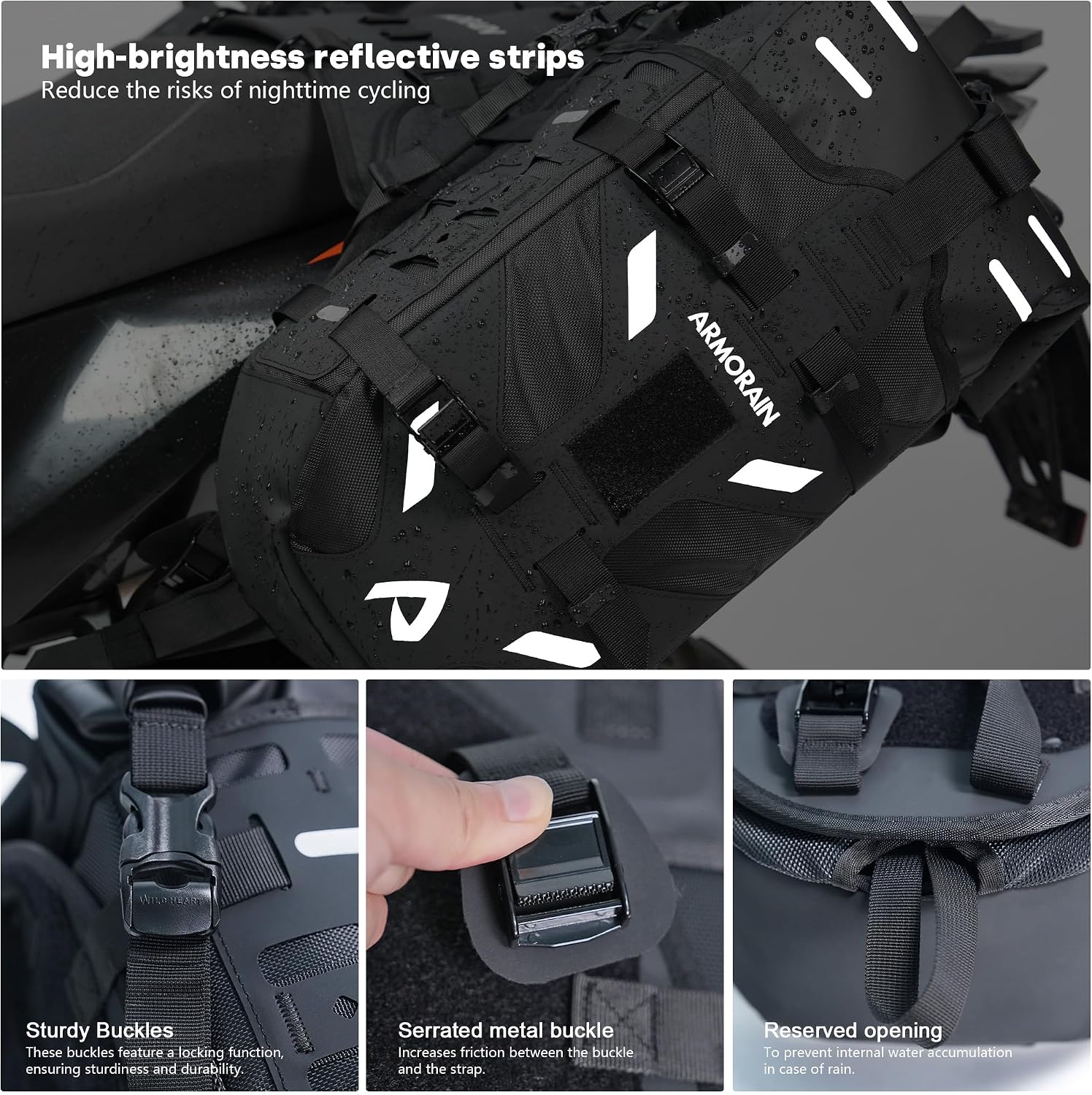 Motorcycle Saddlebags Waterproof 40L Rackless Luggage System Base Removable 2026 For Adventure,Riding Gear(20L*2) (Black)