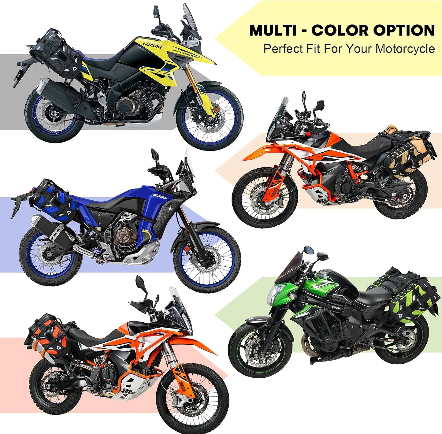 Motorcycle Saddlebags Waterproof 40L Rackless Luggage System Base Removable 2026 For Adventure,Riding Gear(20L*2) (Black)