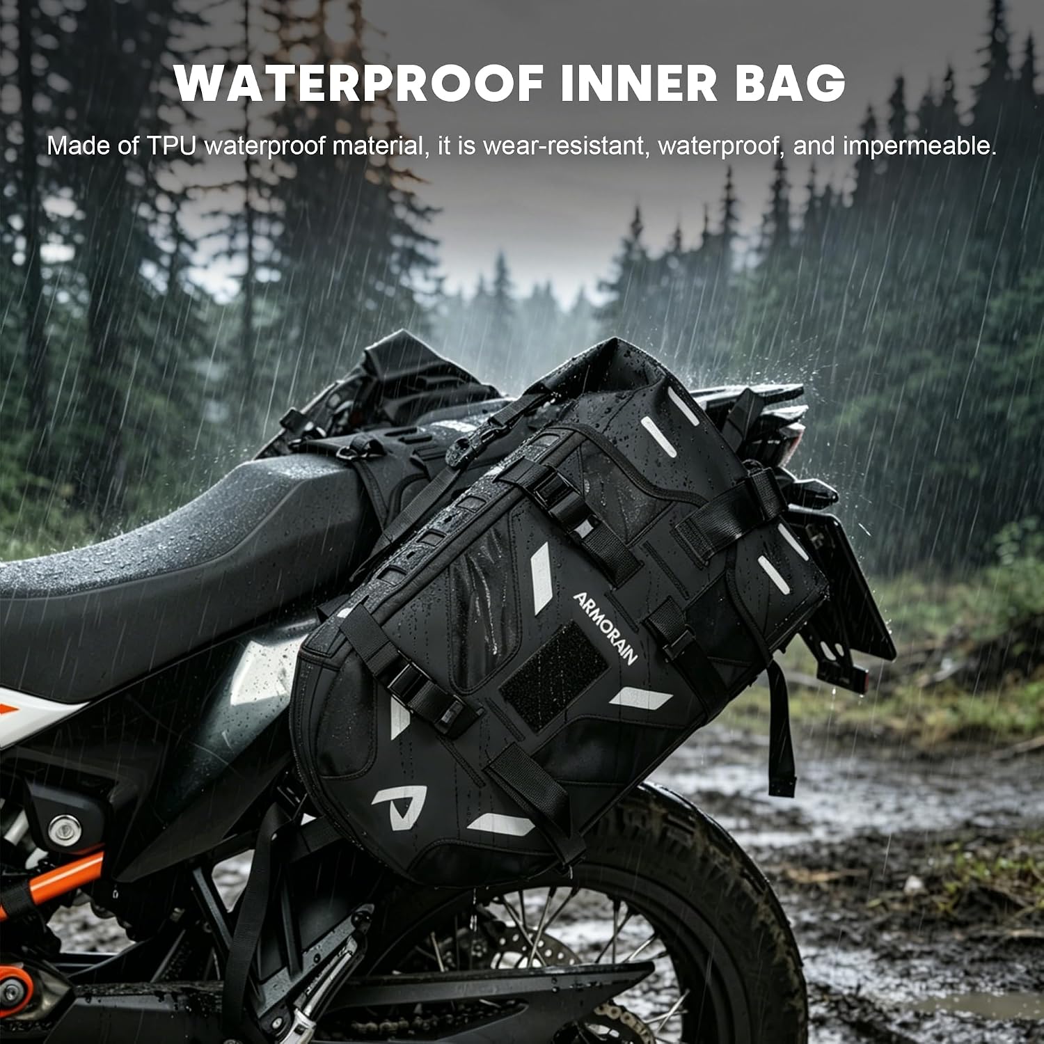 Motorcycle Saddlebags Waterproof 40L Rackless Luggage System Base Removable 2026 For Adventure,Riding Gear(20L*2) (Black)