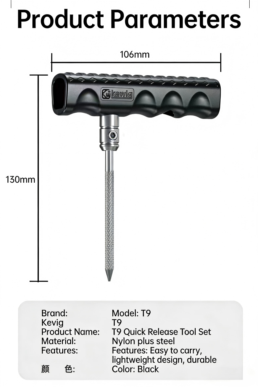 Kewig T9 Motorcycle Tubeless Tyre Puncture Repair Kit – Portable Tyre Repair Tool Set